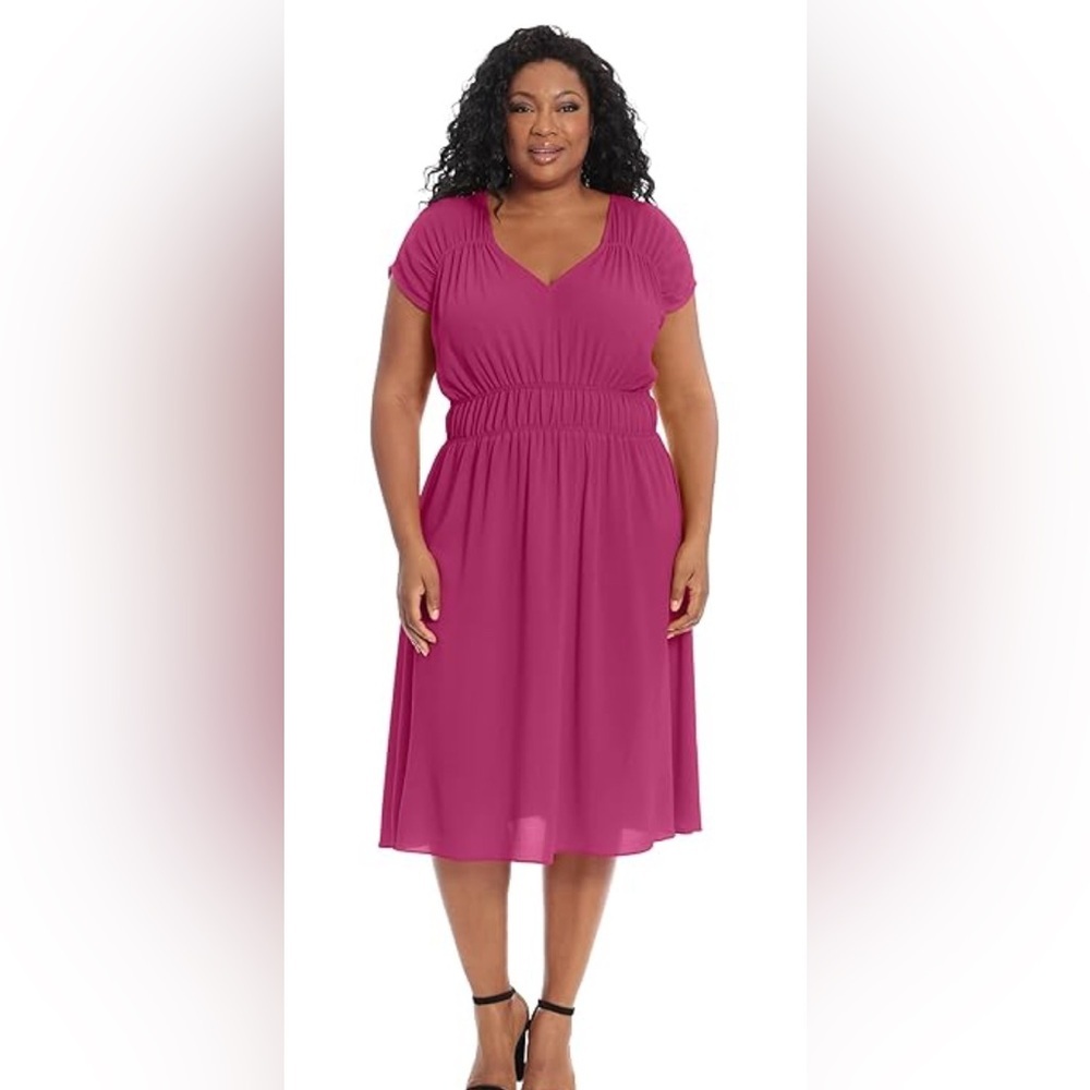 NWT LAURA London Times Fuscia Party Midi Occasion Dress Size 16W